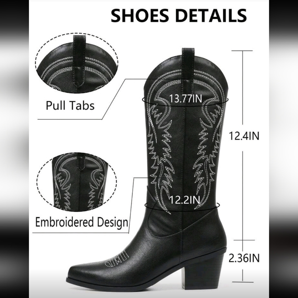 Black Western Embroidered Boots - Picture 6 of 6